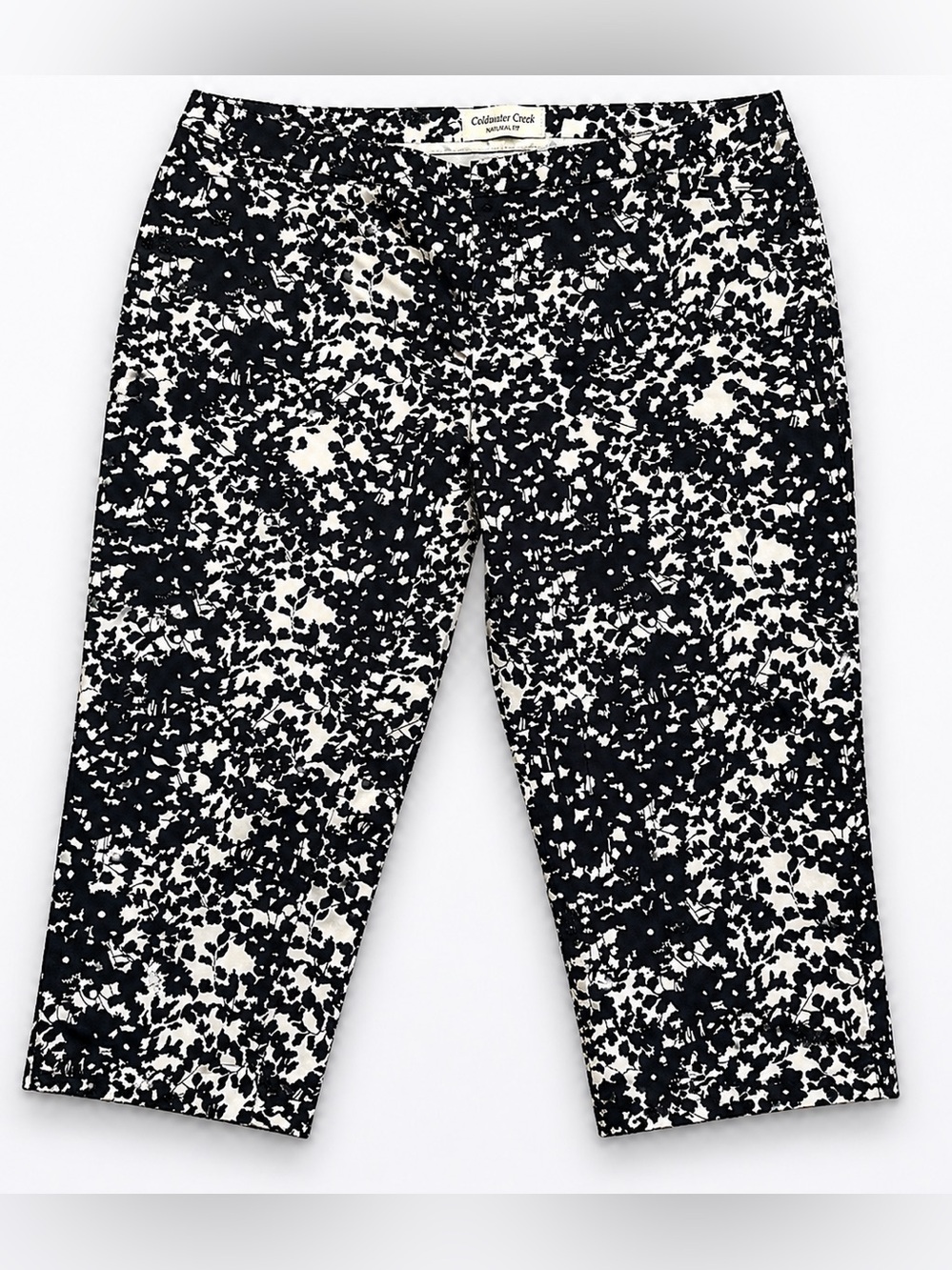 Coldwater Creek Black and White Floral Cropped Pants